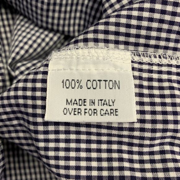 M Black White Checkered Cotton Raw Edge Trim Short Sleeve Shirt - Picture 5 of 6